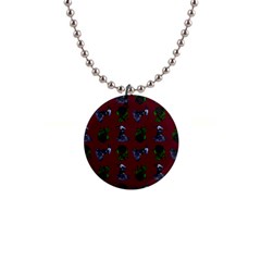 Gothic Girl Rose Red Pattern 1  Button Necklace