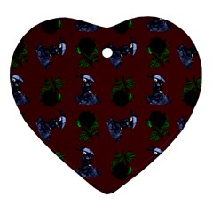 Gothic Girl Rose Red Pattern Heart Ornament (two Sides) by snowwhitegirl