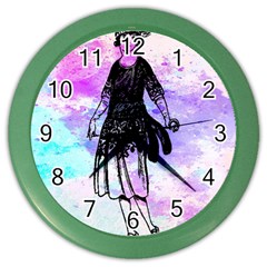 Vintage Girl Abstract Watercolor Color Wall Clock