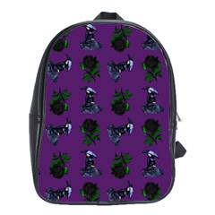 Gothic Girl Rose Purple Pattern School Bag (large)