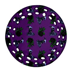 Gothic Girl Rose Purple Pattern Ornament (round Filigree) by snowwhitegirl