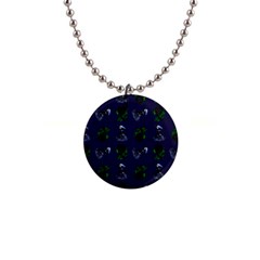 Gothic Girl Rose Blue Pattern 1  Button Necklace