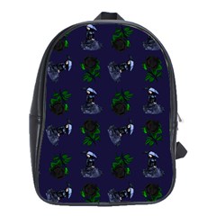 Gothic Girl Rose Blue Pattern School Bag (large)