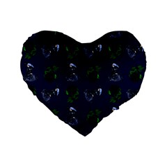 Gothic Girl Rose Blue Pattern Standard 16  Premium Flano Heart Shape Cushions by snowwhitegirl