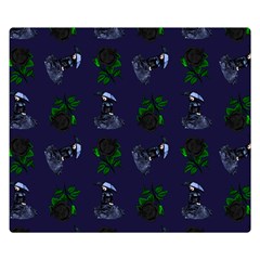 Gothic Girl Rose Blue Pattern Double Sided Flano Blanket (small) 