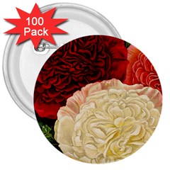 Vintage Carnation Flowers 3  Buttons (100 Pack)  by snowwhitegirl