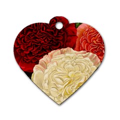 Vintage Carnation Flowers Dog Tag Heart (one Side) by snowwhitegirl