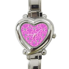 Victorian Paisley Pink Heart Italian Charm Watch