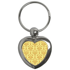 Victorian Paisley Yellow Key Chains (heart)  by snowwhitegirl