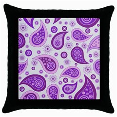 Retro Paisley Purple Throw Pillow Case (black) by snowwhitegirl
