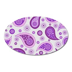 Retro Paisley Purple Oval Magnet