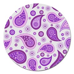 Retro Paisley Purple Magnet 5  (round) by snowwhitegirl