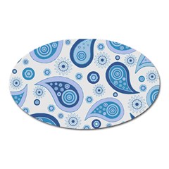 Retro Paisley Blue Oval Magnet