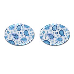 Retro Paisley Blue Cufflinks (oval)