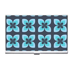 Retro Flower Blue Business Card Holder