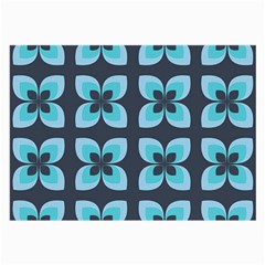 Retro Flower Blue Large Glasses Cloth by snowwhitegirl