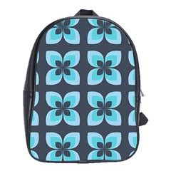 Retro Flower Blue School Bag (xl) by snowwhitegirl