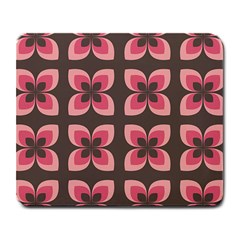 Retro Flower Pink Brown Large Mousepads by snowwhitegirl