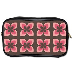 Retro Flower Pink Brown Toiletries Bag (one Side) by snowwhitegirl