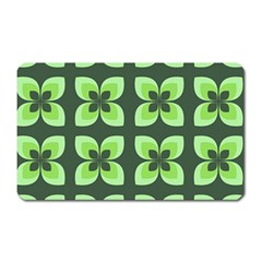 Retro Flower Green Magnet (rectangular)