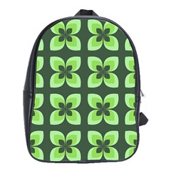 Retro Flower Green School Bag (large)