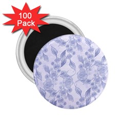 Blue Floral 2 25  Magnets (100 Pack) 