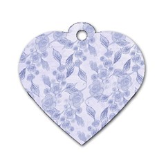 Blue Floral Dog Tag Heart (one Side) by snowwhitegirl