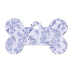 Blue Floral Dog Tag Bone (two Sides)