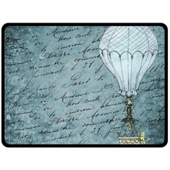 Vintage Hot Air Balloon Lettter Fleece Blanket (Large) 