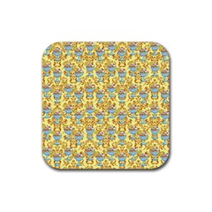 Paisley Yellow Sundaes Rubber Coaster (square)  by snowwhitegirl