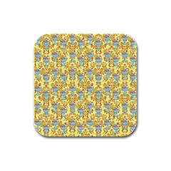 Paisley Yellow Sundaes Rubber Square Coaster (4 Pack)  by snowwhitegirl