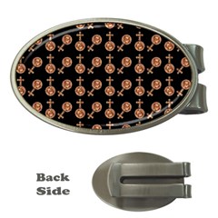 Victorian Crosses Black Money Clips (oval)  by snowwhitegirl