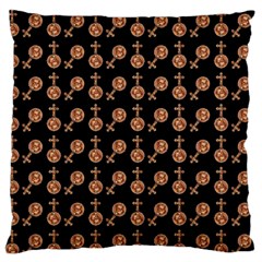 Victorian Crosses Black Large Flano Cushion Case (two Sides) by snowwhitegirl