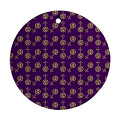 Victorian Crosses Purple Round Ornament (two Sides)