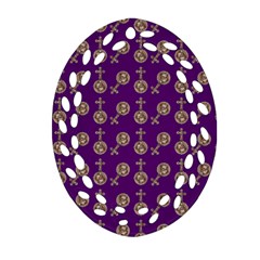 Victorian Crosses Purple Ornament (oval Filigree) by snowwhitegirl