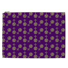 Victorian Crosses Purple Cosmetic Bag (xxl) by snowwhitegirl