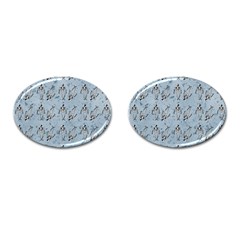 Skeleton Blue Background Cufflinks (oval)