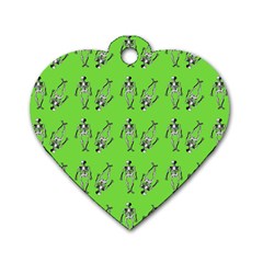 Skeleton Green Dog Tag Heart (one Side)