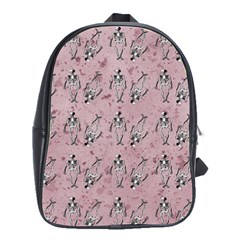 Skeleton Pink Background School Bag (large)