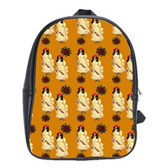 Victorian Skeleton Orange School Bag (xl) by snowwhitegirl