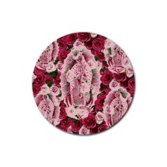 Guadalupe Roses Rubber Coaster (round)  by snowwhitegirl