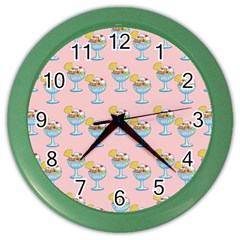 Ice Cream Sundae Pink Color Wall Clock