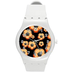 Wallpaper Ball Pattern Orange Round Plastic Sport Watch (m)