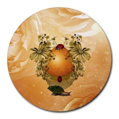 Wonderful Easter Egg With Flowers And Snail Round Mousepads by FantasyWorld7