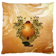 Wonderful Easter Egg With Flowers And Snail Large Flano Cushion Case (two Sides) by FantasyWorld7