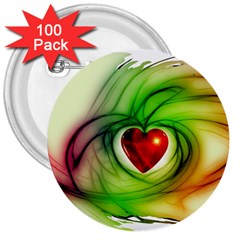 Heart Love Luck Abstract 3  Buttons (100 Pack) 