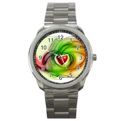 Heart Love Luck Abstract Sport Metal Watch by Pakrebo