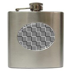 Black And White Basket Weave Hip Flask (6 Oz) by retrotoomoderndesigns