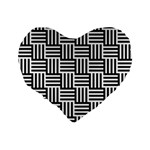 Black And White Basket Weave Standard 16  Premium Flano Heart Shape Cushions Back