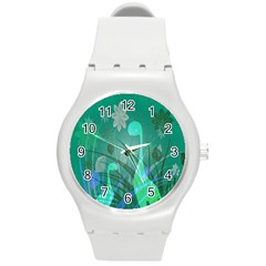 Dinosaur Family - Green - Round Plastic Sport Watch (m) by WensdaiAmbrose